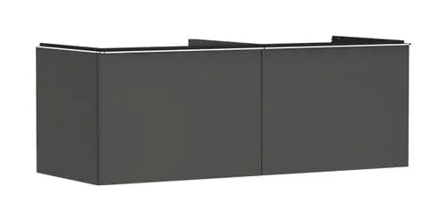 Waschtischunterschrank in Diamantgrau Matt von Hansgrohe mit zwei Schubkästen, geeignet für einen Konsolen Aufsatzwaschtisch, klare Linienführung und funktionales Design.
